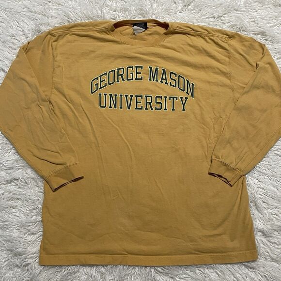 George Mason University Patriots Long Sleeve Tshirt Size XL Yellow And Green - Picture 1 of 5